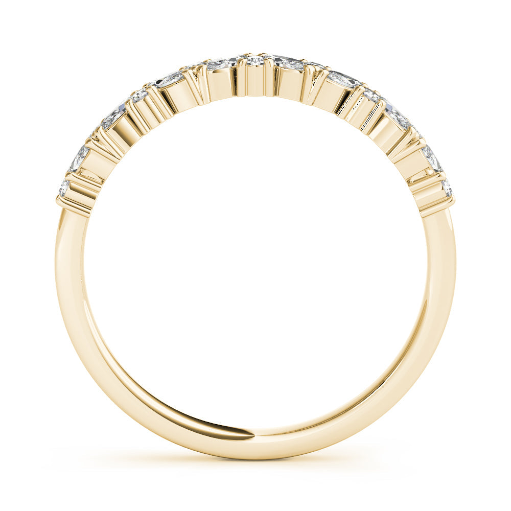Alternating Round & Marquise Diamond Half Eternity Ring in Gold & Platinum