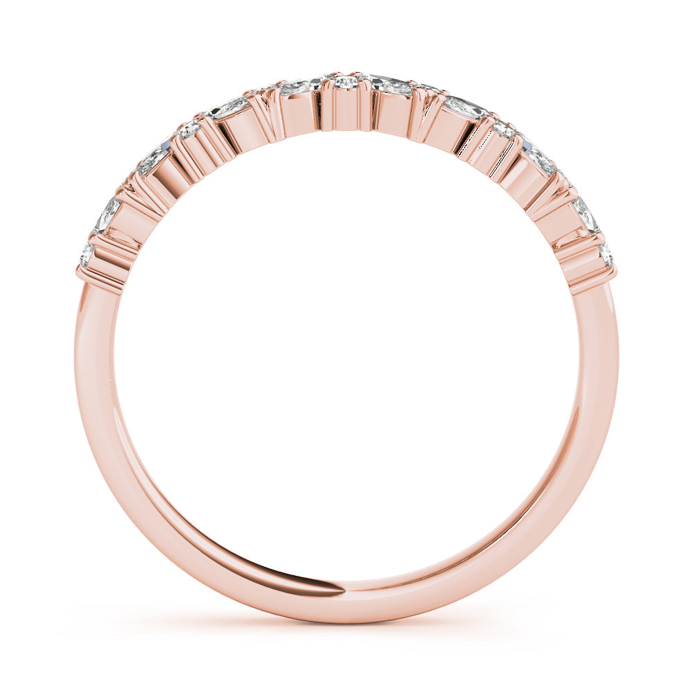 Alternating Round & Marquise Diamond Half Eternity Ring in Gold & Platinum