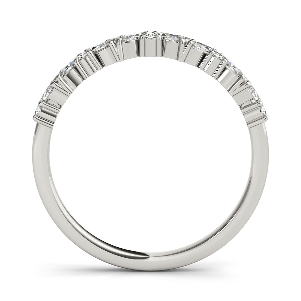 Alternating Round & Marquise Diamond Half Eternity Ring in Gold & Platinum