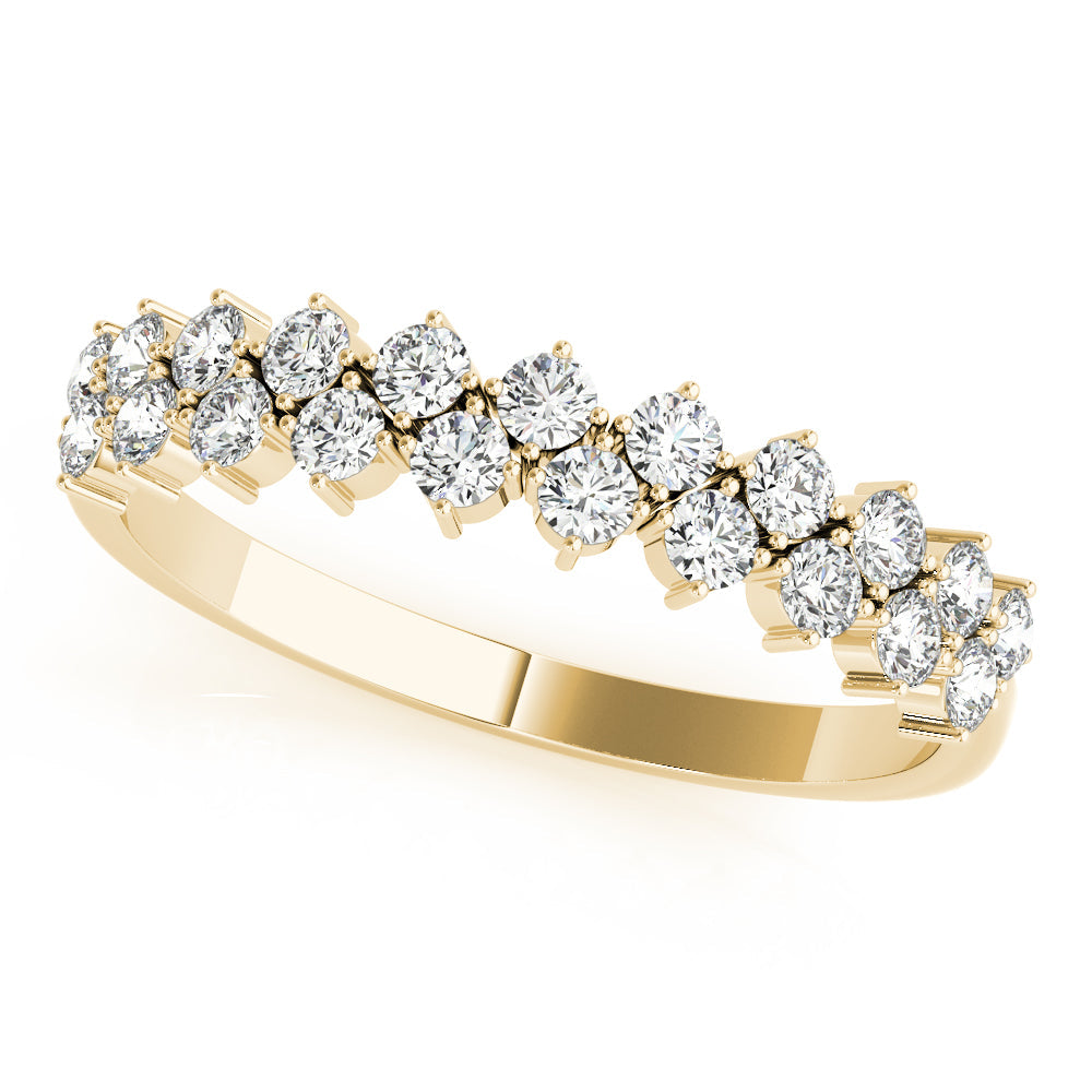 2-Row Prong Set Half Eternity Ring in 10K/14K gold and platinum with certified lab-grown or natural diamonds
