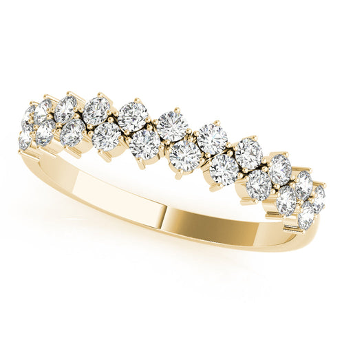 2-Row Prong Set Half Eternity Ring in 10K/14K gold and platinum with certified lab-grown or natural diamonds