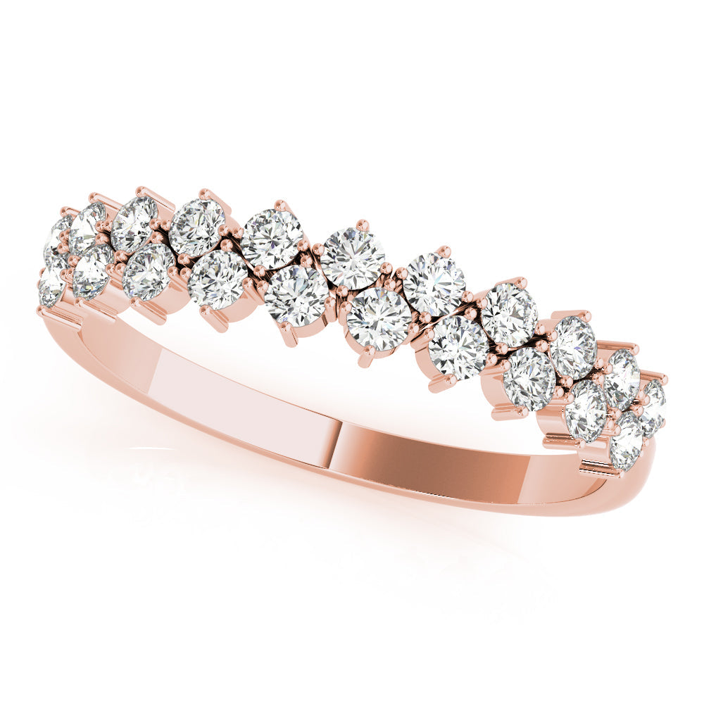 2-Row Prong Set Half Eternity Ring in Gold & Platinum