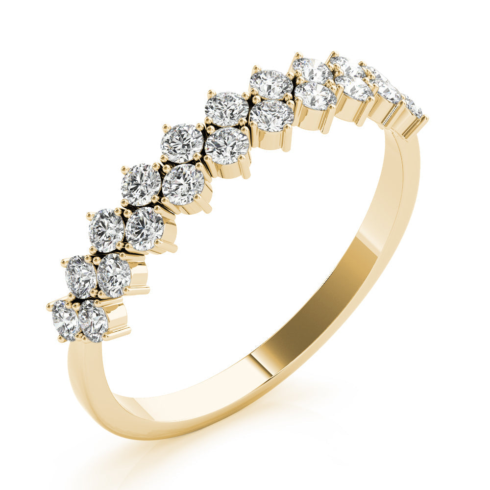 2-Row Prong Set Half Eternity Ring in Gold & Platinum