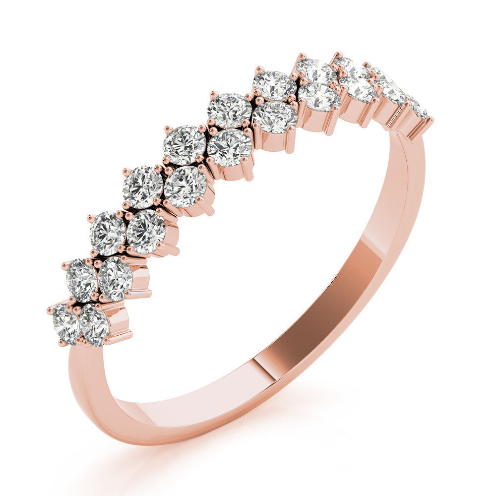 2-Row Prong Set Half Eternity Ring in Gold & Platinum