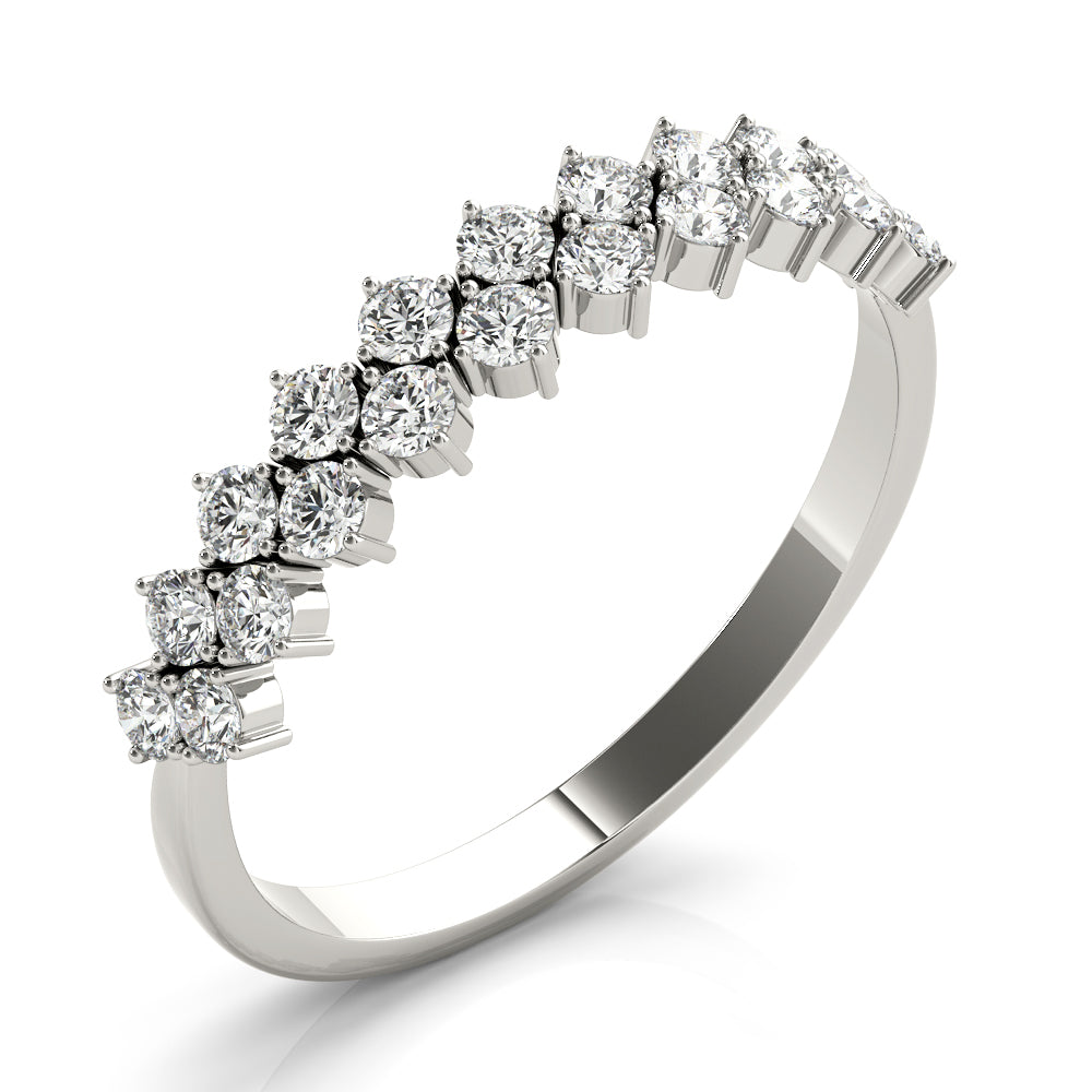 2-Row Prong Set Half Eternity Ring in Gold & Platinum