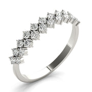 2-Row Prong Set Half Eternity Ring in Gold & Platinum