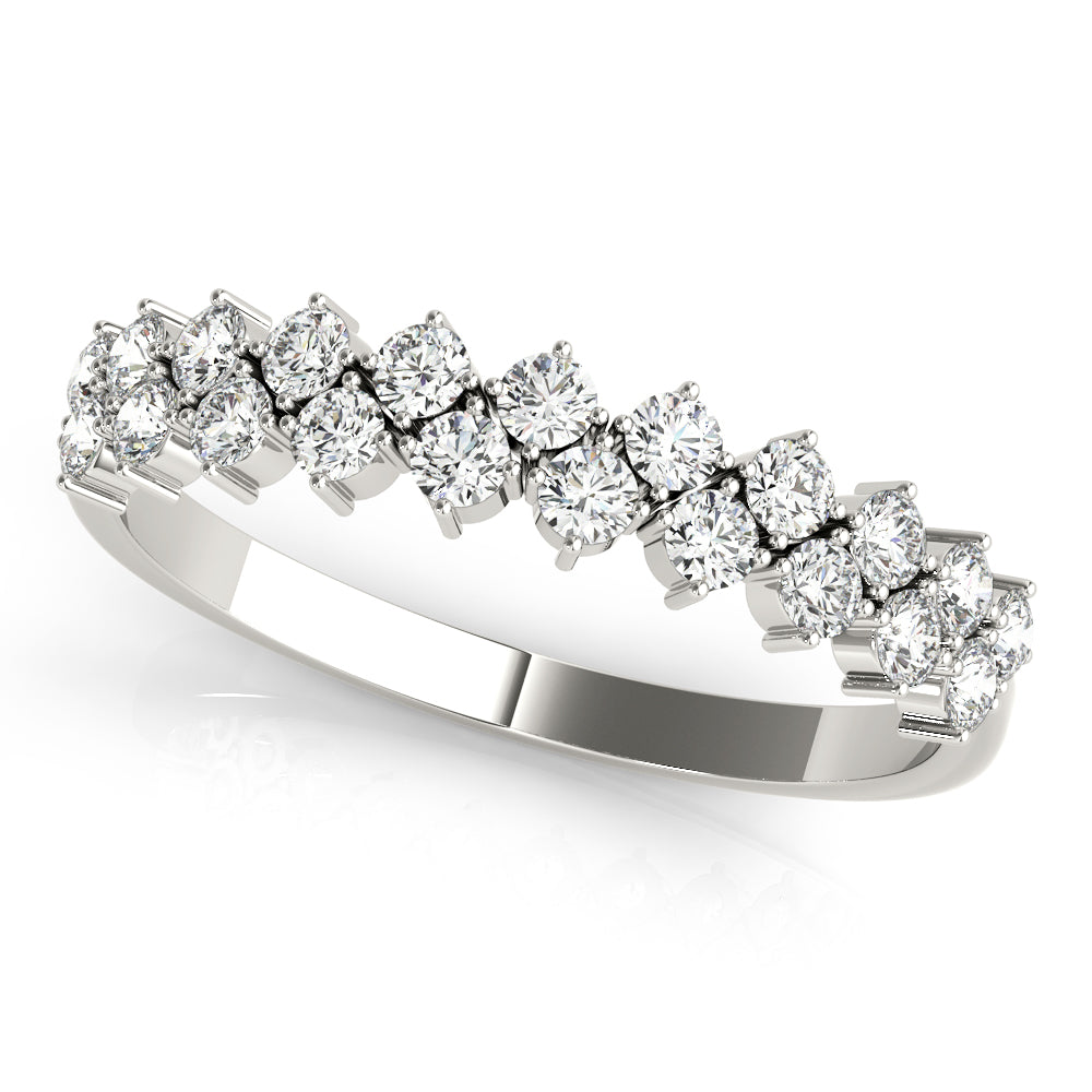 2-Row Prong Set Half Eternity Ring in Gold & Platinum