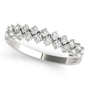 2-Row Prong Set Half Eternity Ring in Gold & Platinum