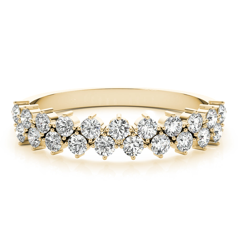 2-Row Prong Set Half Eternity Ring in Gold & Platinum