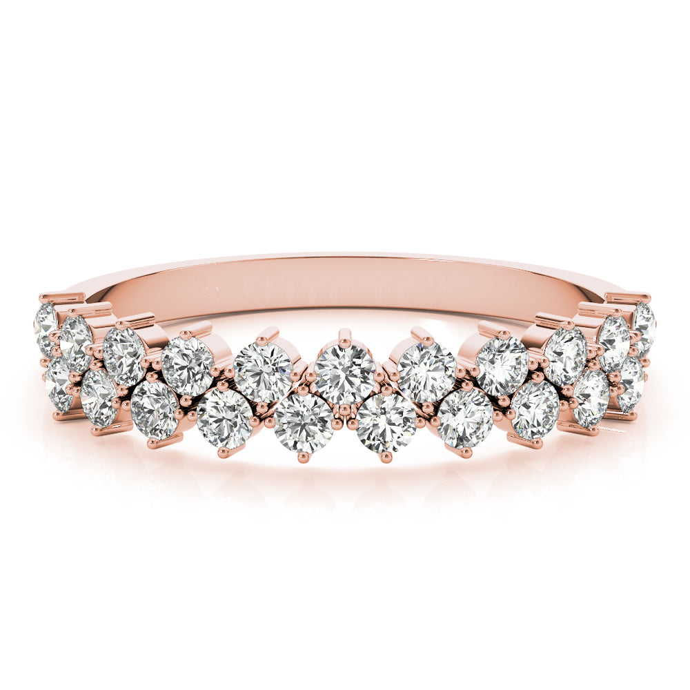 2-Row Prong Set Half Eternity Ring in Gold & Platinum