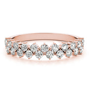 2-Row Prong Set Half Eternity Ring in Gold & Platinum