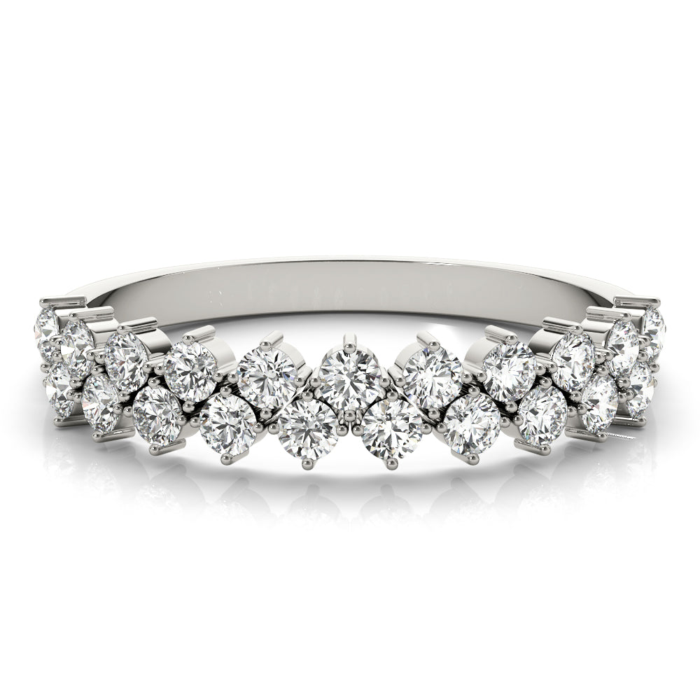 2-Row Prong Set Half Eternity Ring in Gold & Platinum