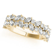 Alternating Marquise & Round 2-Row Half Eternity Ring in 10K/14K gold and platinum with certified lab-grown or natural diamonds