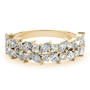 Alternating Marquise & Round 2-Row Half Eternity Ring in Gold & Platinum