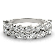 Alternating Marquise & Round 2-Row Half Eternity Ring in Gold & Platinum