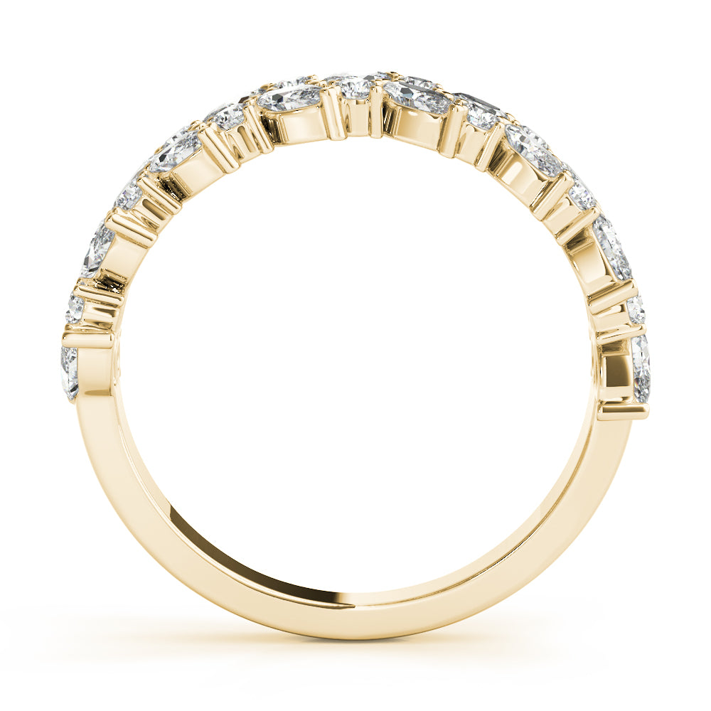 Alternating Marquise & Round 2-Row Half Eternity Ring in Gold & Platinum