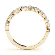 Alternating Marquise & Round 2-Row Half Eternity Ring in Gold & Platinum