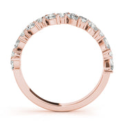 Alternating Marquise & Round 2-Row Half Eternity Ring in Gold & Platinum