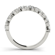 Alternating Marquise & Round 2-Row Half Eternity Ring in Gold & Platinum