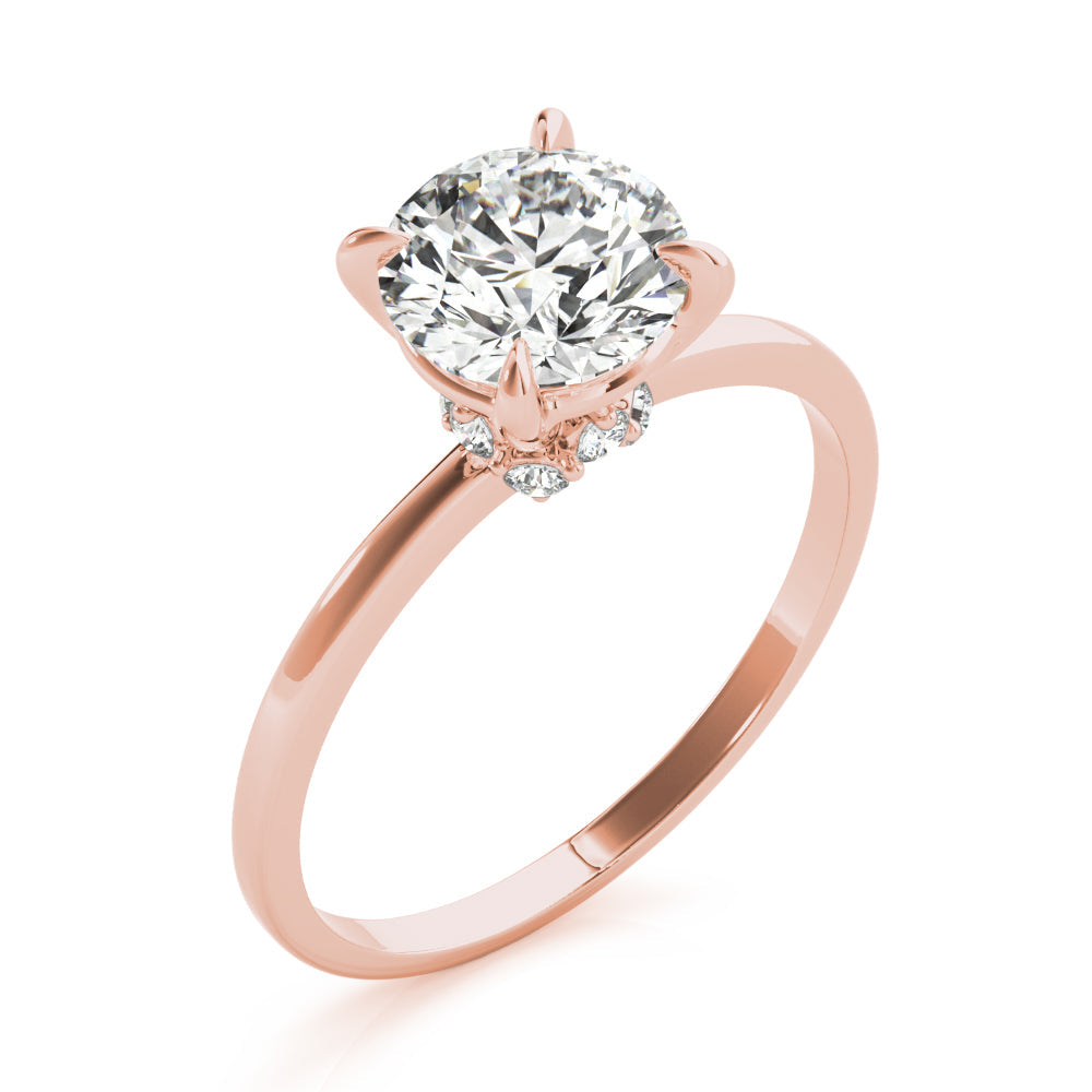 Sculpted Sidestone Round Diamond Engagement Ring in 10K/14K gold and platinum with certified lab-grown or natural diamonds
