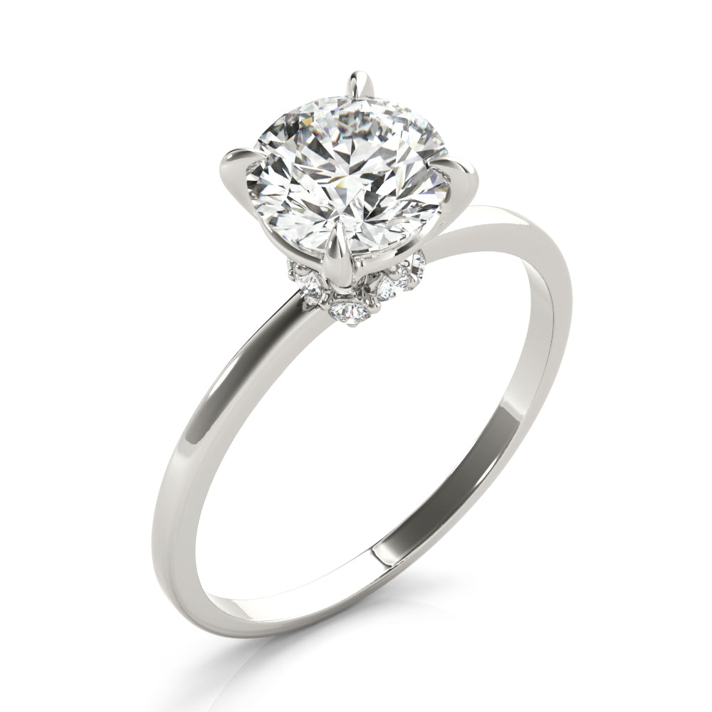 Sculpted Sidestone Round Diamond Engagement Ring in 10K/14K gold and platinum with certified lab-grown or natural diamonds
