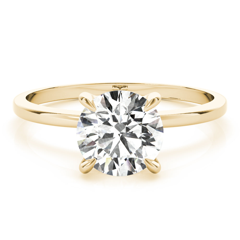 Sculpted Sidestone Round Diamond Engagement Ring in 10K/14K gold and platinum with certified lab-grown or natural diamonds