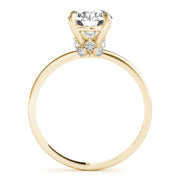 Sculpted Sidestone Round Diamond Engagement Ring in 10K/14K gold and platinum with certified lab-grown or natural diamonds