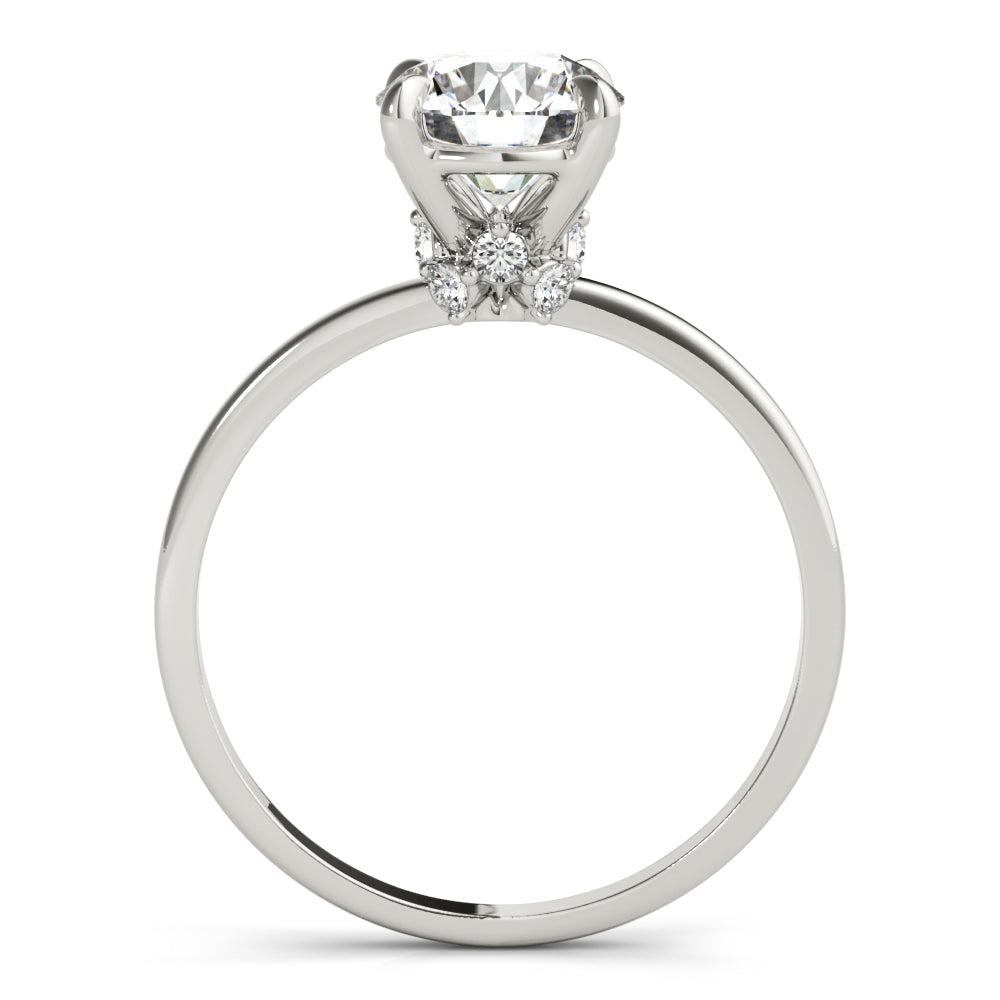 Sculpted Sidestone Round Diamond Engagement Ring in 10K/14K gold and platinum with certified lab-grown or natural diamonds