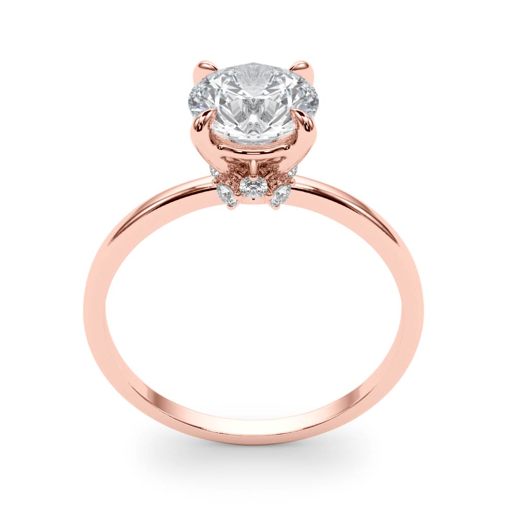 Sculpted Sidestone Round Diamond Engagement Ring in 10K/14K gold and platinum with certified lab-grown or natural diamonds