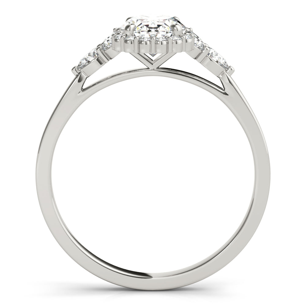 Couture Sidestone Oval Diamond Engagement Ring in 10K/14K gold and platinum with certified lab-grown or natural diamonds