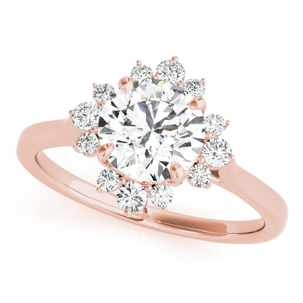 Cherished For Center Round Diamond Engagement Ring in 10K/14K gold and platinum with certified lab-grown or natural diamonds