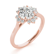 Cherished For Center Round Diamond Engagement Ring in 10K/14K gold and platinum with certified lab-grown or natural diamonds