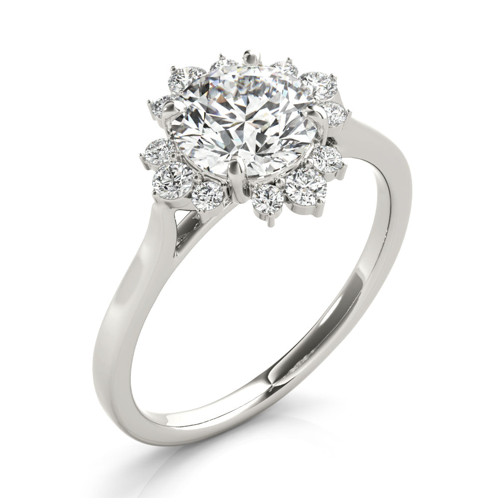 Cherished For Center Round Diamond Engagement Ring in 10K/14K gold and platinum with certified lab-grown or natural diamonds