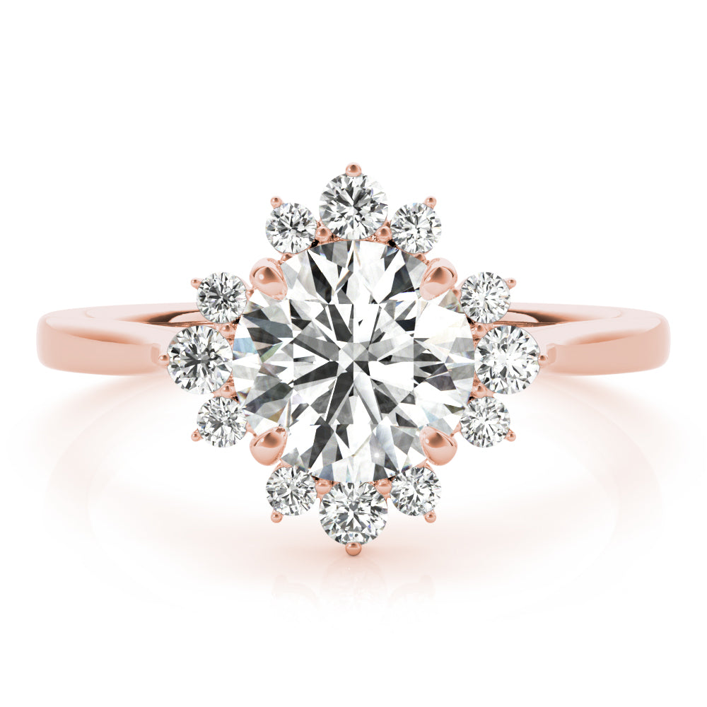 Cherished For Center Round Diamond Engagement Ring in 10K/14K gold and platinum with certified lab-grown or natural diamonds