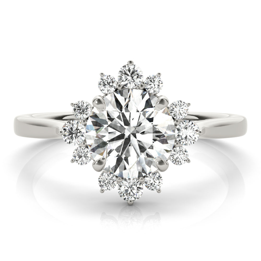 Cherished For Center Round Diamond Engagement Ring in 10K/14K gold and platinum with certified lab-grown or natural diamonds