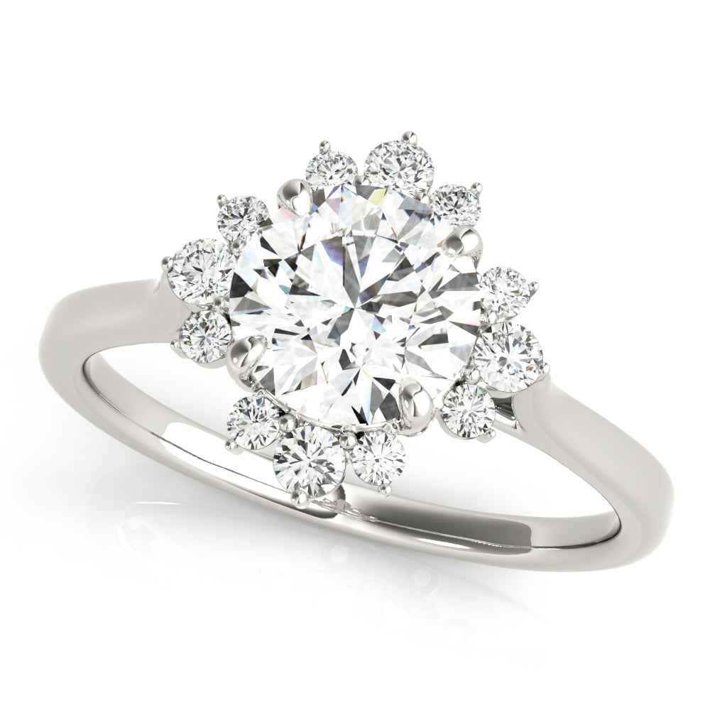Cherished For Center Round Diamond Engagement Ring in 10K/14K gold and platinum with certified lab-grown or natural diamonds