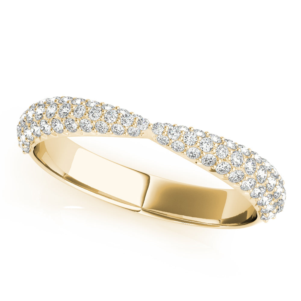 Multirow Pavé Half Eternity Ring in 10K/14K gold and platinum with certified lab-grown or natural diamonds