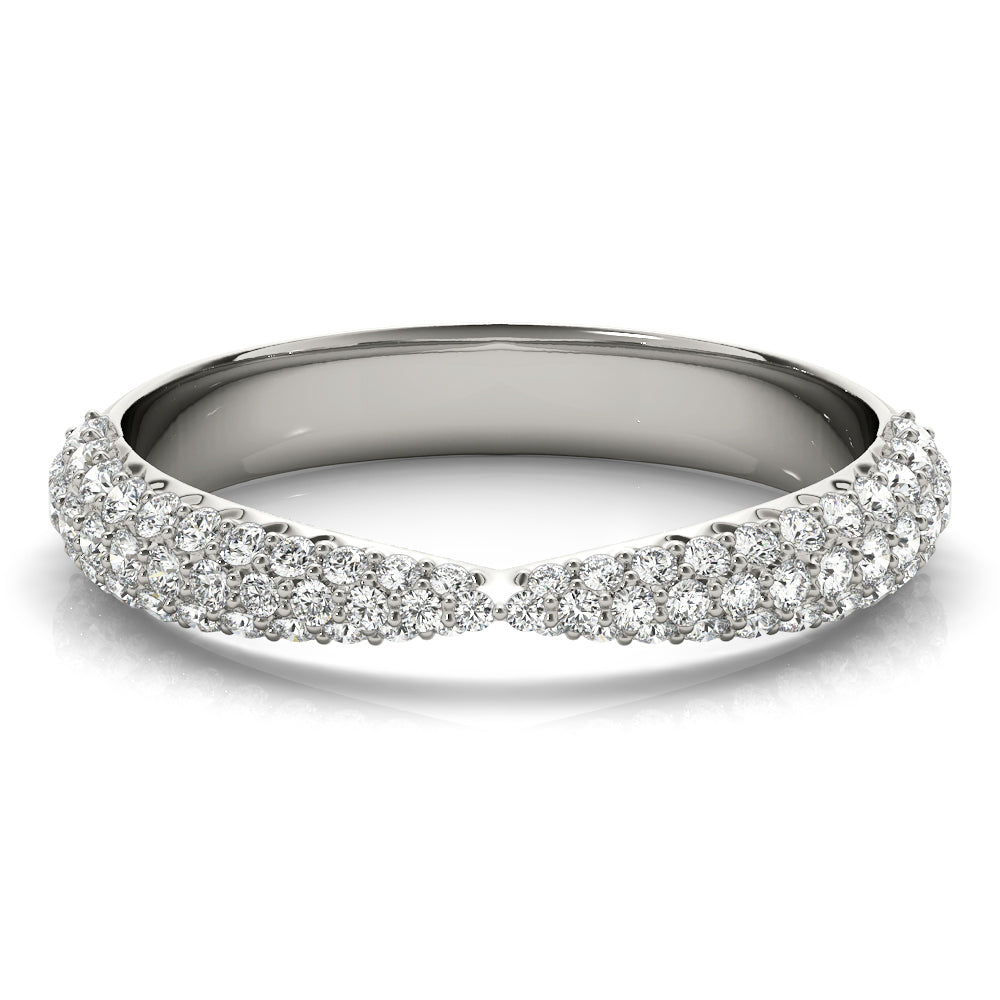 Multirow PavÃ£Â© Half Eternity Ring in Gold & Platinum