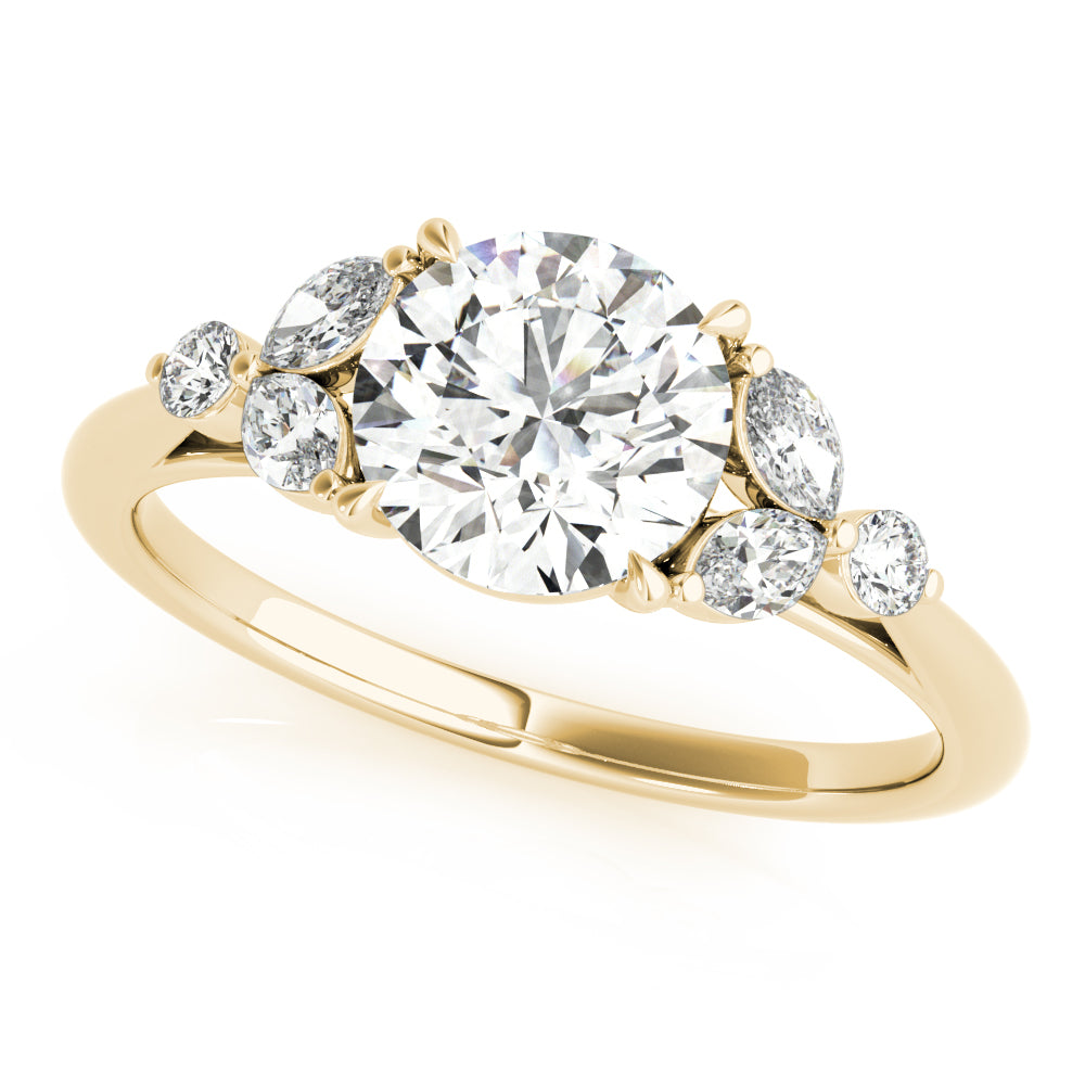 Dazzling Sidestone Round Diamond Engagement Ring in 10K/14K gold and platinum with certified lab-grown or natural diamonds