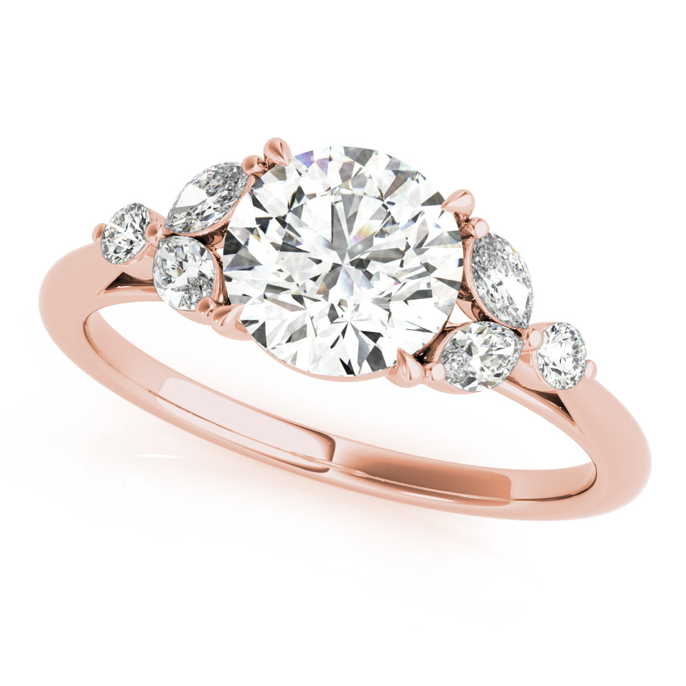 Dazzling Sidestone Round Diamond Engagement Ring in 10K/14K gold and platinum with certified lab-grown or natural diamonds