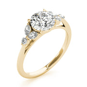 Dazzling Sidestone Round Diamond Engagement Ring in 10K/14K gold and platinum with certified lab-grown or natural diamonds