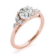 Dazzling Sidestone Round Diamond Engagement Ring in 10K/14K gold and platinum with certified lab-grown or natural diamonds