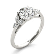 Dazzling Sidestone Round Diamond Engagement Ring in 10K/14K gold and platinum with certified lab-grown or natural diamonds