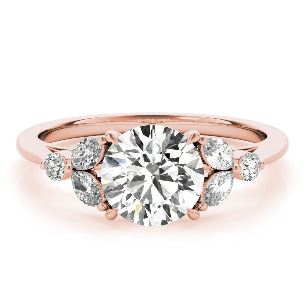 Dazzling Sidestone Round Diamond Engagement Ring in 10K/14K gold and platinum with certified lab-grown or natural diamonds