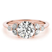 Dazzling Sidestone Round Diamond Engagement Ring in 10K/14K gold and platinum with certified lab-grown or natural diamonds