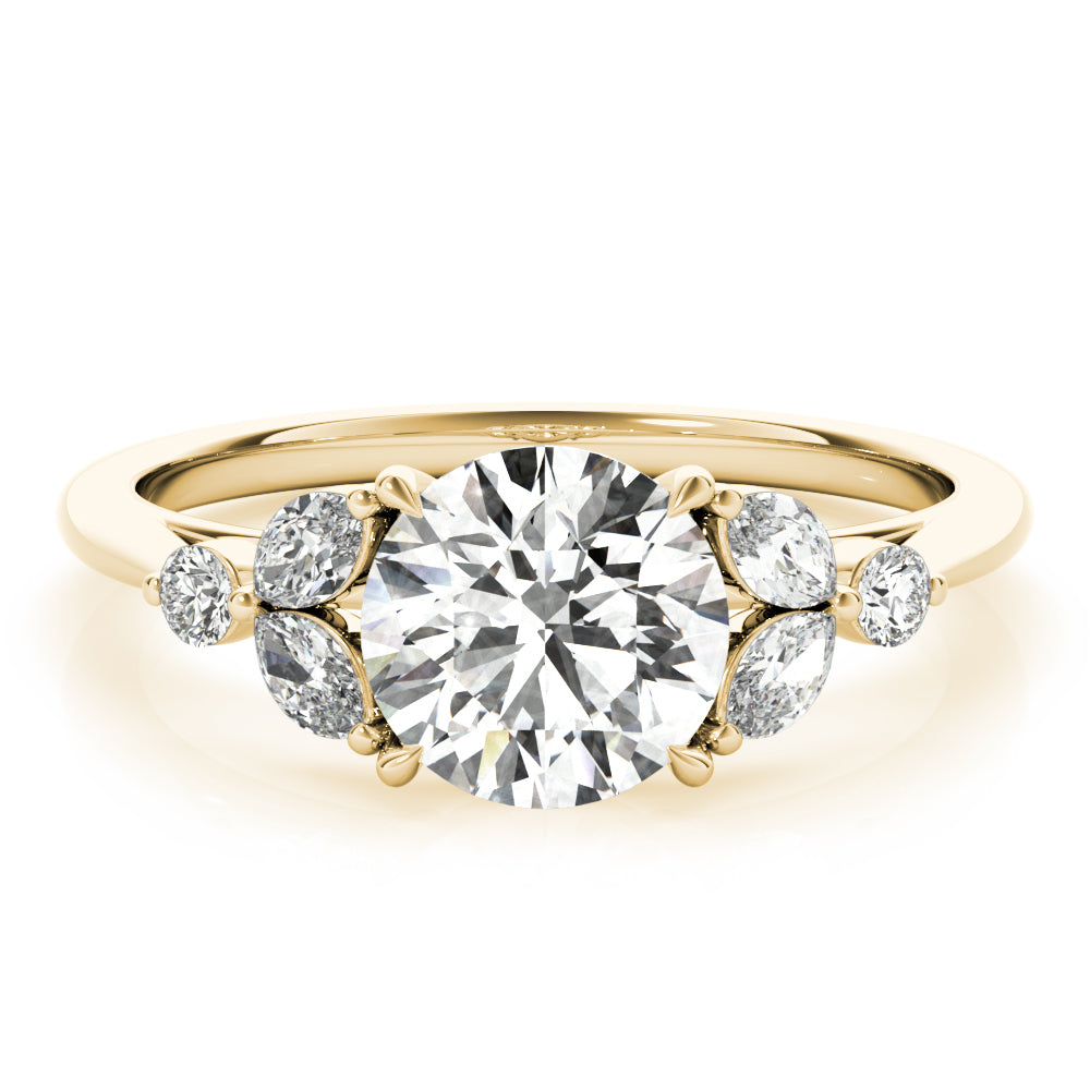 Dazzling Sidestone Round Diamond Engagement Ring in 10K/14K gold and platinum with certified lab-grown or natural diamonds