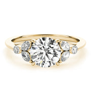 Dazzling Sidestone Round Diamond Engagement Ring in 10K/14K gold and platinum with certified lab-grown or natural diamonds