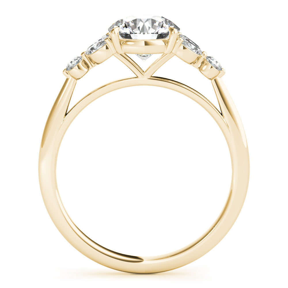Dazzling Sidestone Round Diamond Engagement Ring in 10K/14K gold and platinum with certified lab-grown or natural diamonds