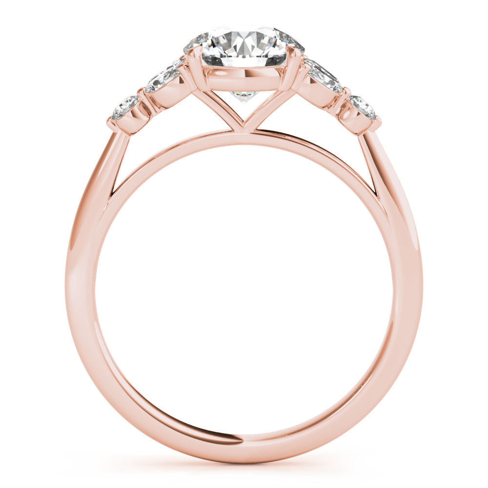Dazzling Sidestone Round Diamond Engagement Ring in 10K/14K gold and platinum with certified lab-grown or natural diamonds