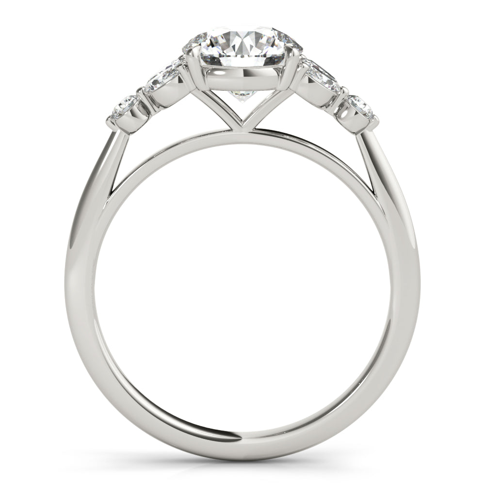 Dazzling Sidestone Round Diamond Engagement Ring in 10K/14K gold and platinum with certified lab-grown or natural diamonds